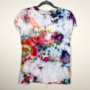 Ice dyed tie dyed upcycled “Unity” Universal Thread cotton T shirt